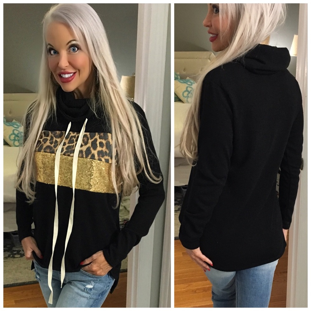 🛍LAST 1! So Cute! Leopard Sequin Hoodie! - Picture 2 of 7